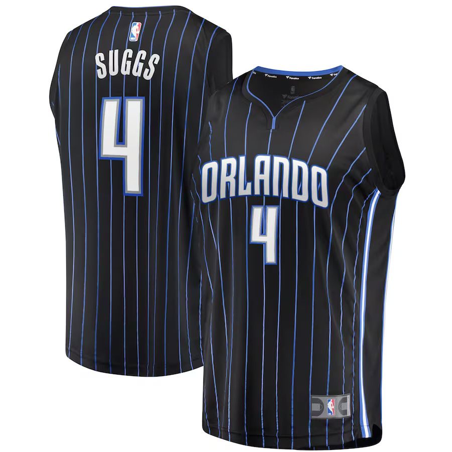 Men Orlando Magic 4 Jalen Suggs Fanatics Branded Black Fast Break Replica NBA Jersey